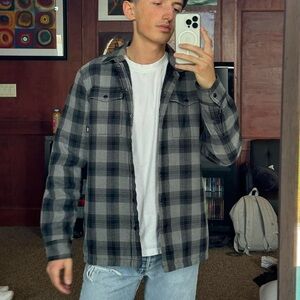 vans black/grey flannel jacket
